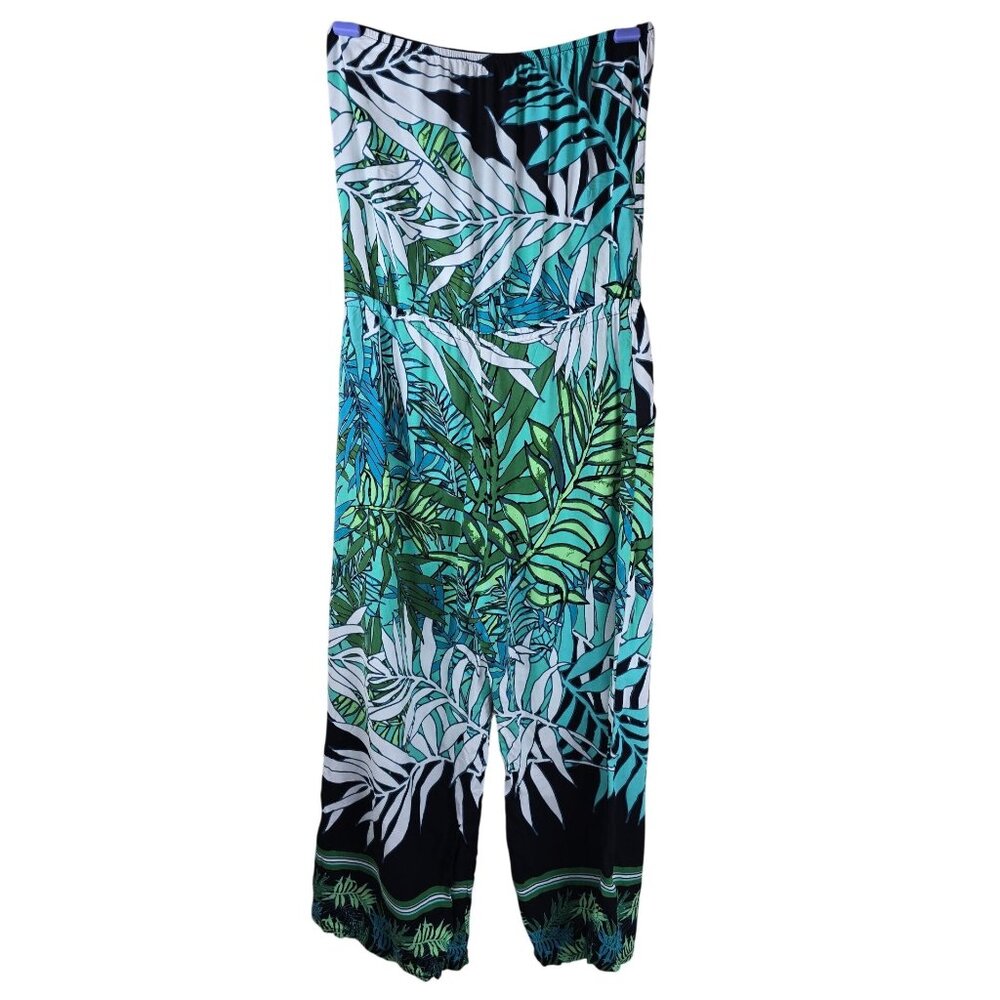Aakaa Sleeveless Tropical Jumpsuit Small Beach Festival Boho Black Blue Green